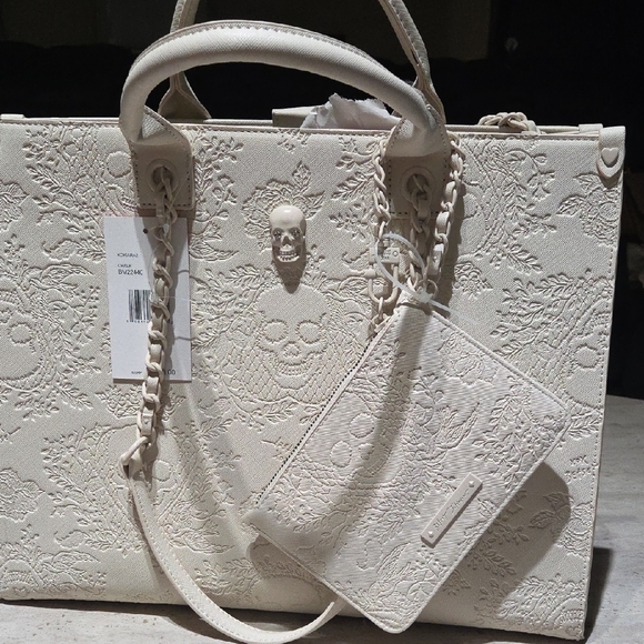 Betsey Johnson Skeleton Embossed Tote Bag - Picture 1 of 6